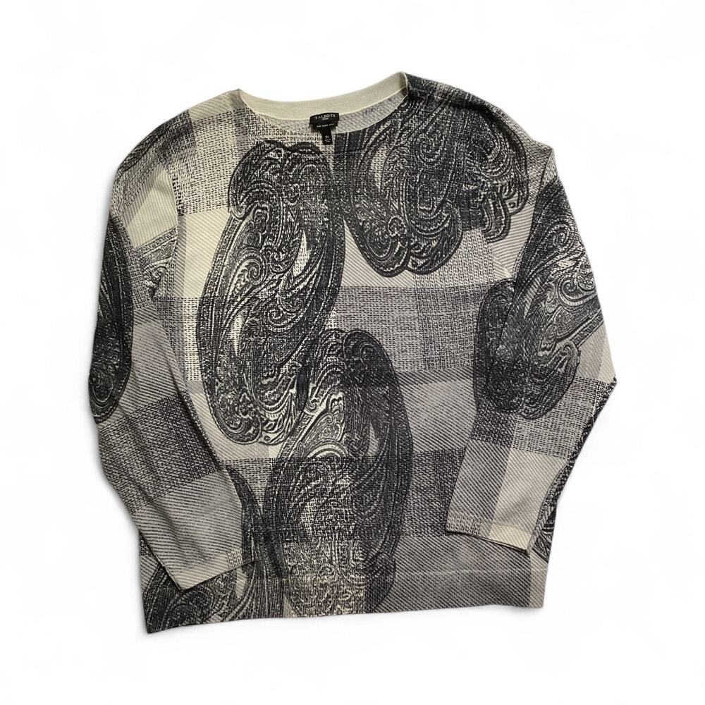 Talbots Plus size Sweater Plaid & Paisley 100% extra fine merino wool size‎ 3X